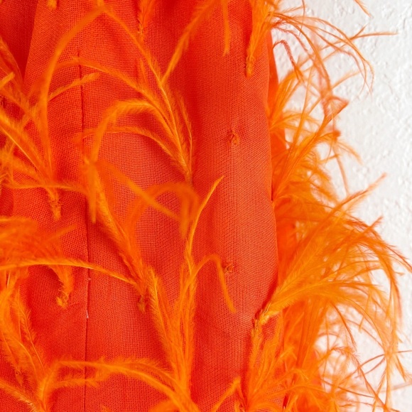 Cult Gaia Shannon Ostrich Feather Silk Mini Dress Orange XS Cocktail Party - Picture 11 of 12